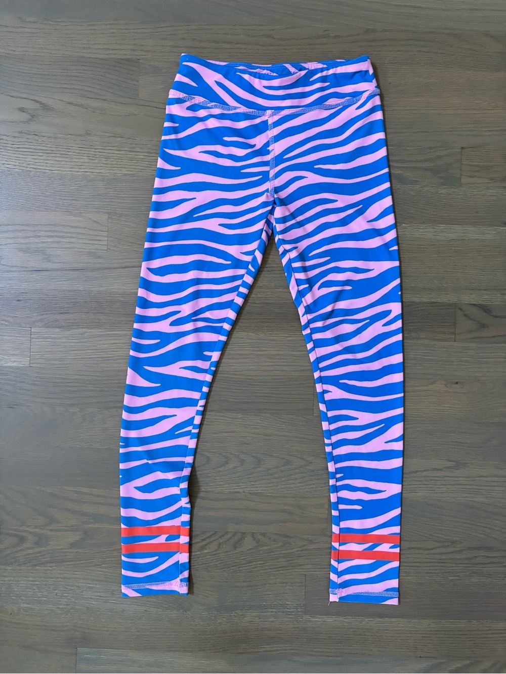 Girls Pink & Blue Zebra Stripe Active Leggings